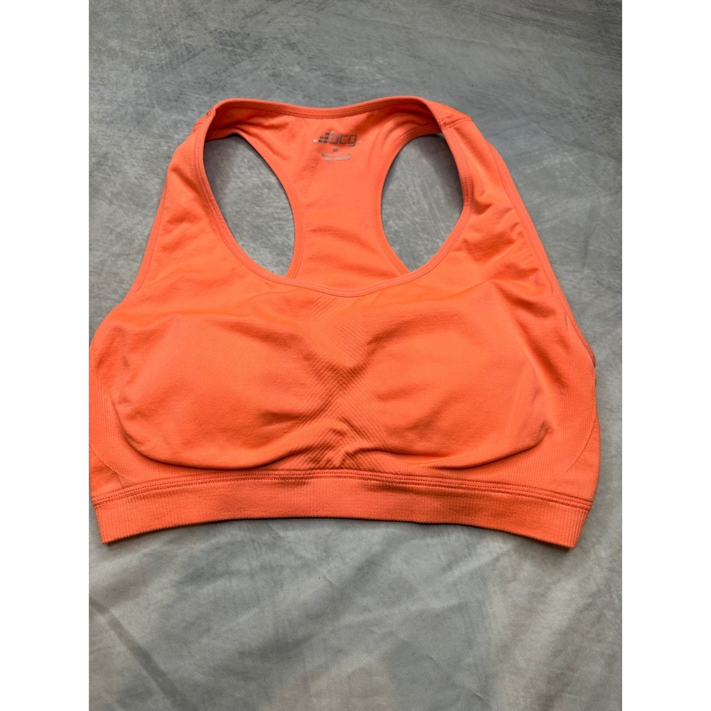 BCG Womens Sports Bra Neon Orange Racerback Seamless Athletic Top Medium